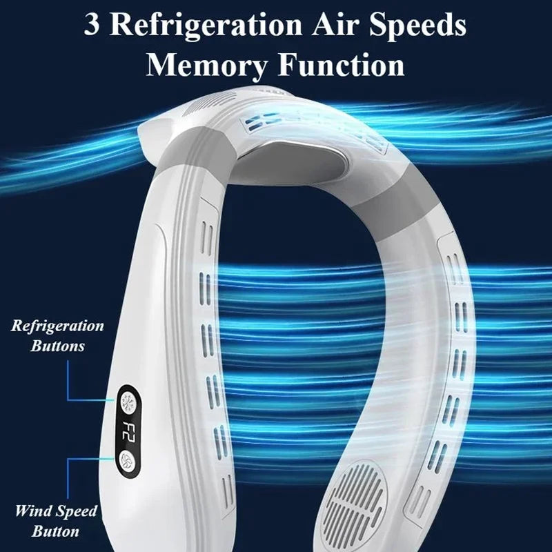 Portable Neck Fan New Neck Air Conditioner Rechargeable Semiconductor Cooling Bladeless Fan Outdoor Personal Fan Wearable Cooler